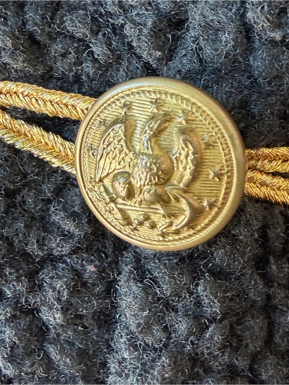 RALPH LAUREN Denim & Supply Military Knit Blazer Dark Navy Gold Crest Buttons S - Picture 6 of 7